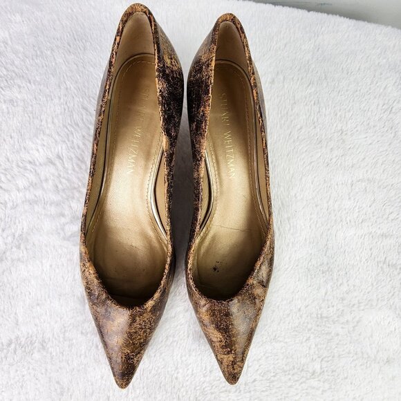 Stuart Weitzman Pointed Toe Kitten Pump Size 7 Luxury‎ Cocktail - Picture 4 of 5
